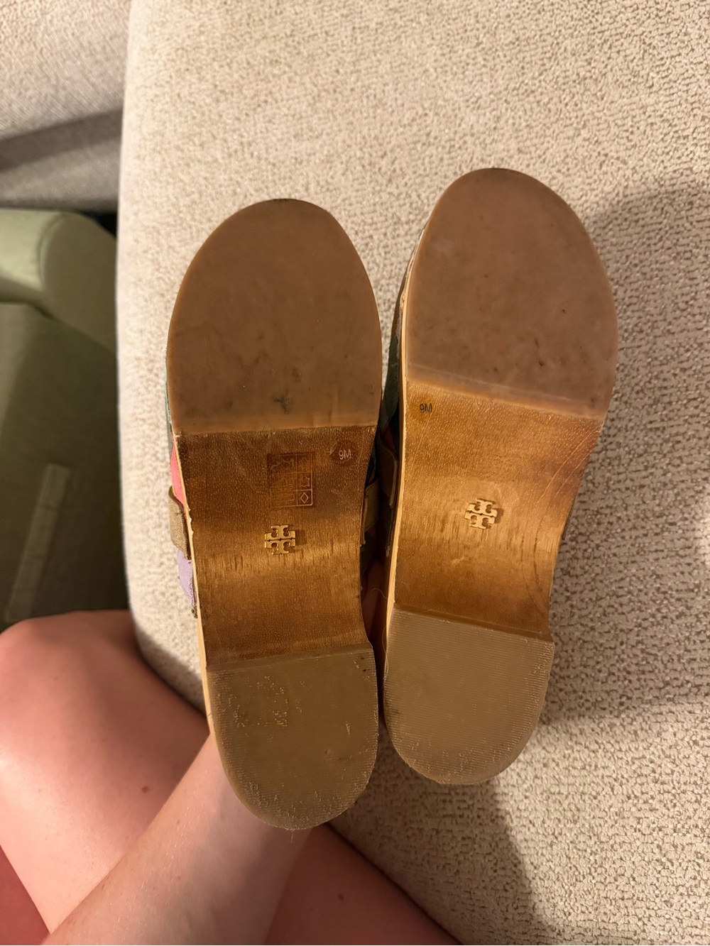 Tory Burch Jessa Patchwork Suede Clog Sandals Size 9 - Picture 9 of 12